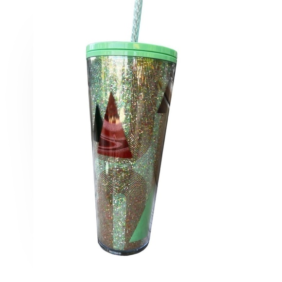 Starbucks 2020 Christmas Glitter Green Cold Cup Tumbler 24 oz - Picture 2 of 8